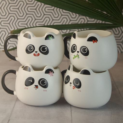 Caneca de Cerâmica Pandinha Empilhável - Folhas