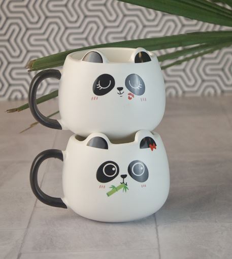 Caneca de Cerâmica Pandinha Empilhável - Folhas