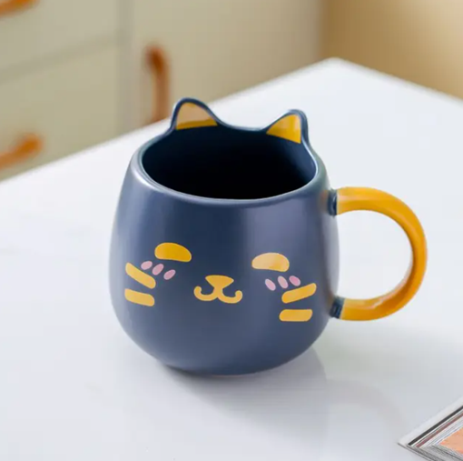 Caneca de Porcelana Gatinho com Orelhas 450ml - Preta