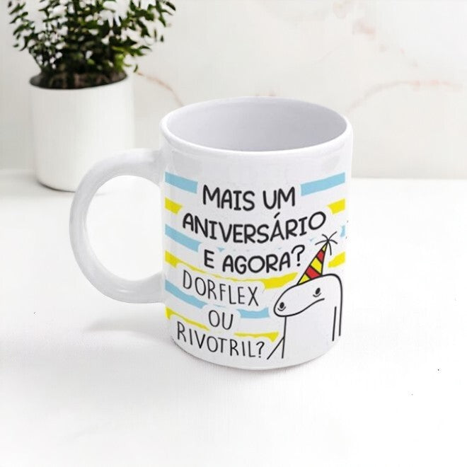 Caneca de Porcelana Flork - Mais Um Aniversário