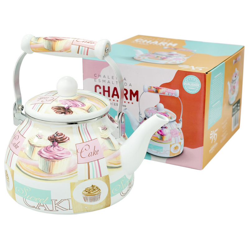 Chaleira Esmaltada Vintage 2,5L à Indução Charm Cake